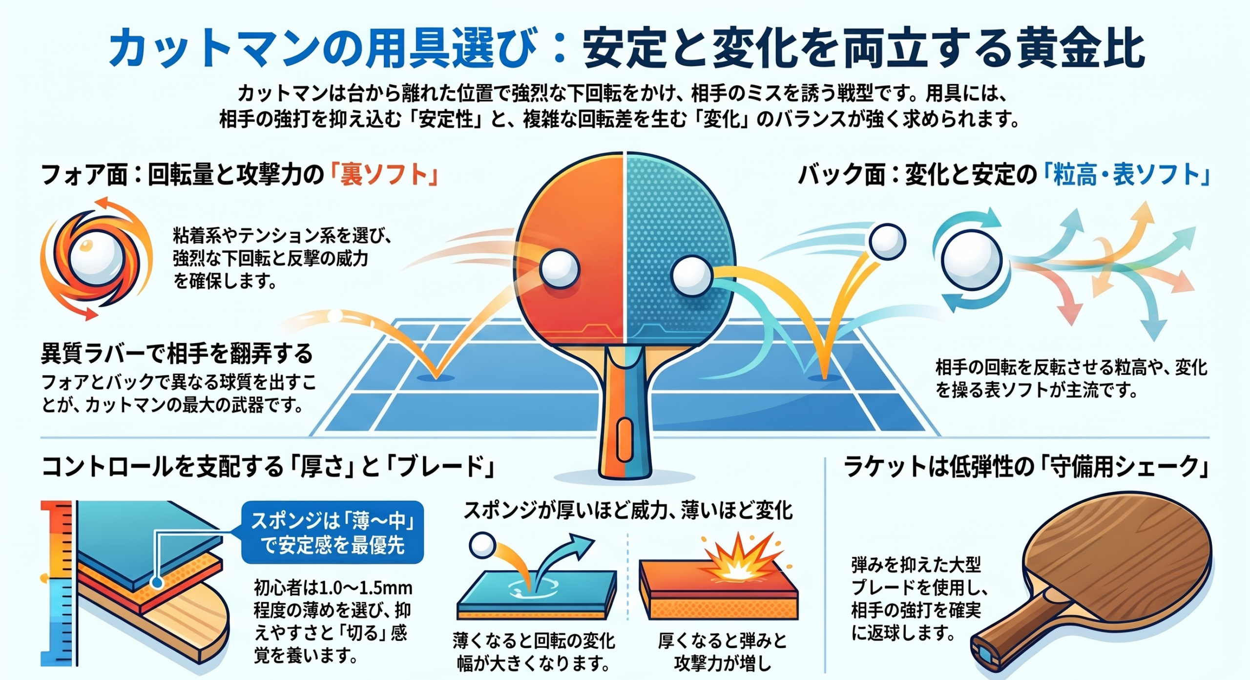 カットマン必見】守備と変化を両立する用具の選び方＆おすすめラバー 